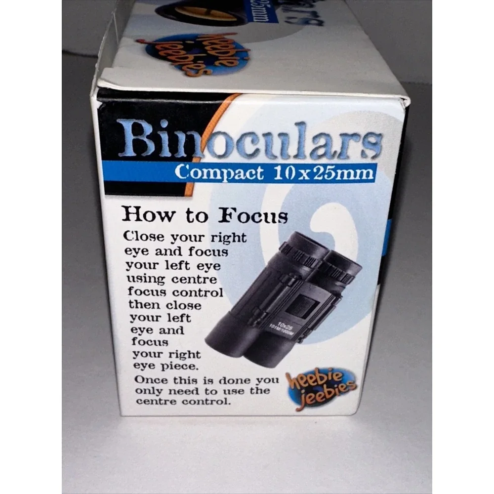 Heebie Jeebies Compact Binoculars 10x25mm Black Glare Reduction with Soft Case